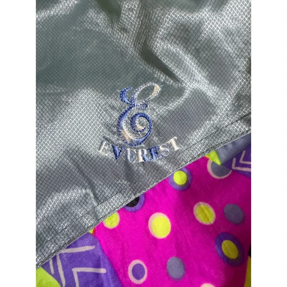Everest Sport Ski Jacket 40 Silver Neon Geometric Vintage 100 Nylon - Picture 2 of 9